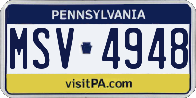 PA license plate MSV4948
