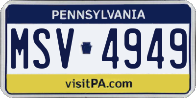 PA license plate MSV4949