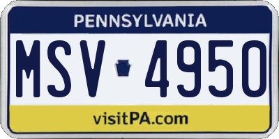 PA license plate MSV4950