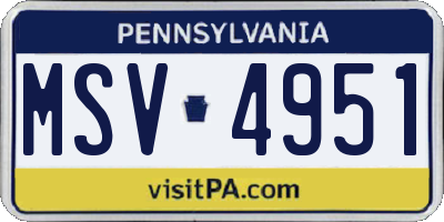 PA license plate MSV4951