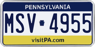 PA license plate MSV4955