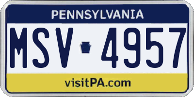 PA license plate MSV4957