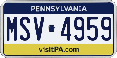PA license plate MSV4959