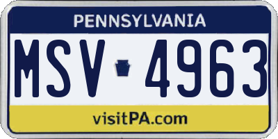 PA license plate MSV4963