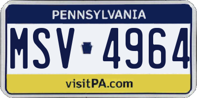 PA license plate MSV4964