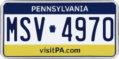 PA license plate MSV4970