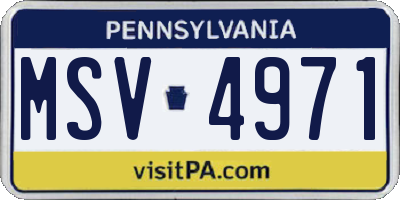PA license plate MSV4971
