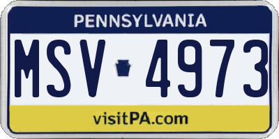 PA license plate MSV4973