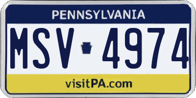 PA license plate MSV4974