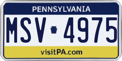 PA license plate MSV4975