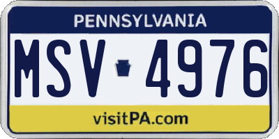 PA license plate MSV4976