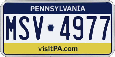 PA license plate MSV4977