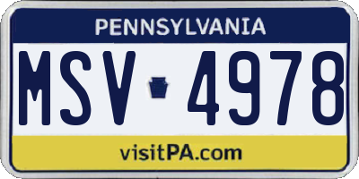 PA license plate MSV4978