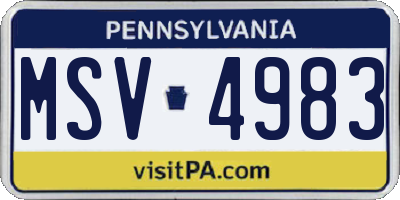 PA license plate MSV4983