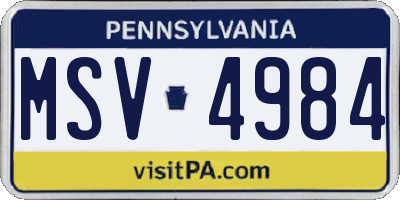 PA license plate MSV4984