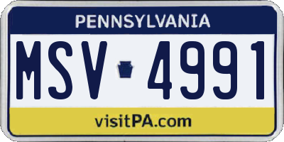 PA license plate MSV4991