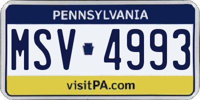 PA license plate MSV4993