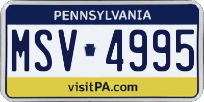 PA license plate MSV4995
