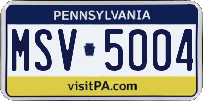 PA license plate MSV5004