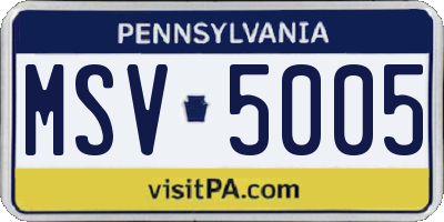 PA license plate MSV5005