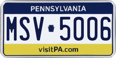 PA license plate MSV5006