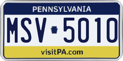 PA license plate MSV5010