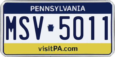 PA license plate MSV5011