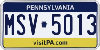 PA license plate MSV5013