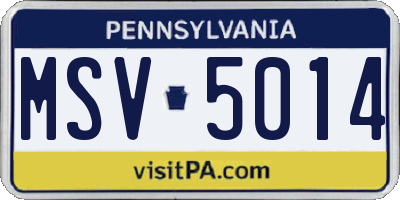 PA license plate MSV5014
