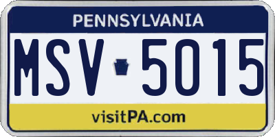 PA license plate MSV5015