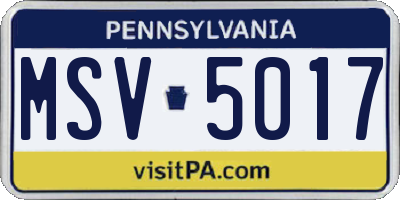 PA license plate MSV5017
