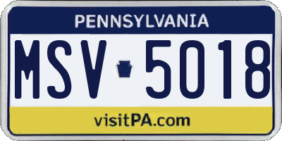 PA license plate MSV5018