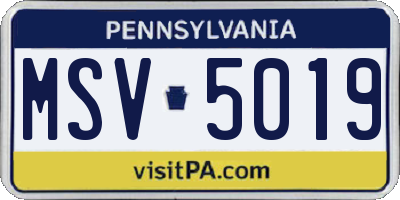 PA license plate MSV5019