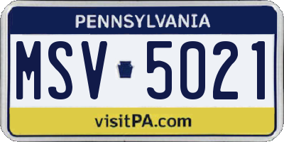 PA license plate MSV5021