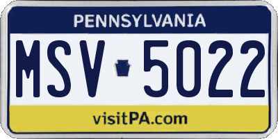 PA license plate MSV5022