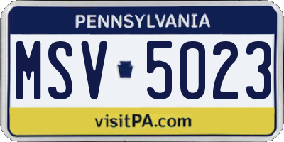 PA license plate MSV5023