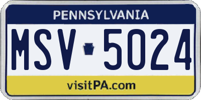 PA license plate MSV5024