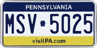 PA license plate MSV5025