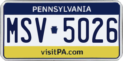 PA license plate MSV5026