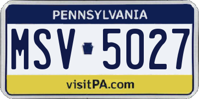 PA license plate MSV5027