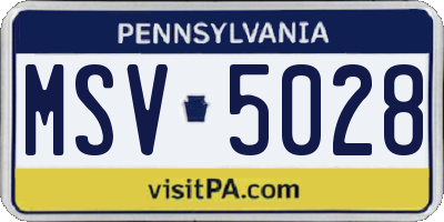 PA license plate MSV5028
