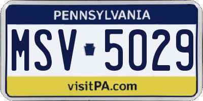 PA license plate MSV5029