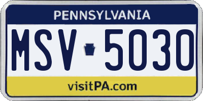 PA license plate MSV5030
