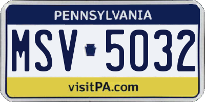 PA license plate MSV5032