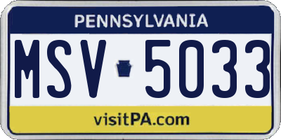 PA license plate MSV5033