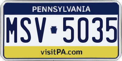 PA license plate MSV5035