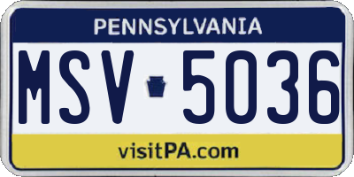 PA license plate MSV5036