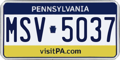 PA license plate MSV5037