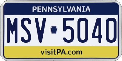 PA license plate MSV5040