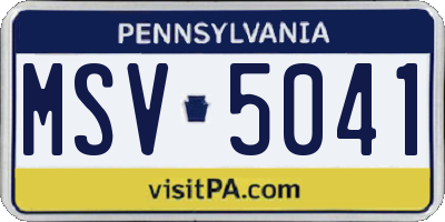 PA license plate MSV5041